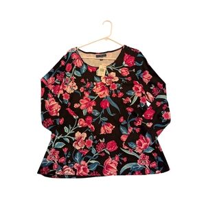 NEW Karen Scott Vibrant Floral Long Sleeve Top - 1X
